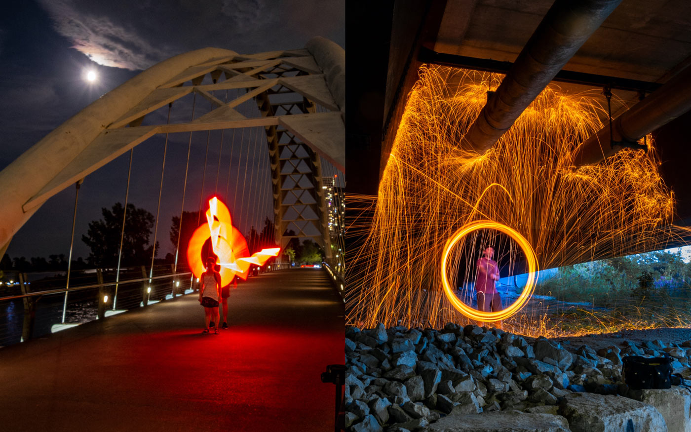 Long Exposure Photography Experiments with Light Painting and Steel Wool Spinning