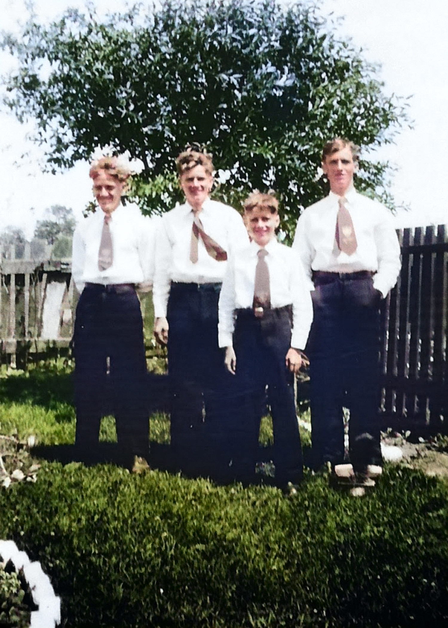 Boys outside -  after colourization